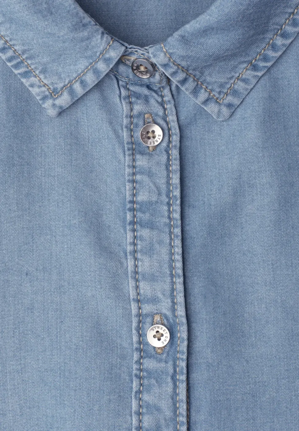 Overhemdblouse met 3/4 mouwen in denimlook