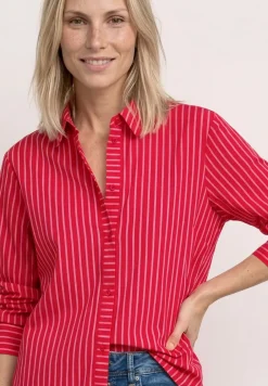 Overhemdblouse met lange mouwen en gestreept patroon