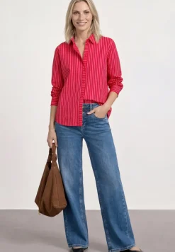 Overhemdblouse met lange mouwen en gestreept patroon