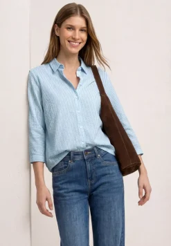 Overhemdblouse van seersucker