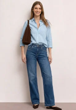 Overhemdblouse van seersucker