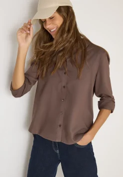 Overhemdblouse in effen kleur