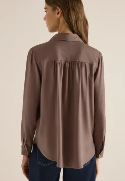 Overhemdblouse in effen kleur