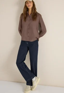 Overhemdblouse in effen kleur