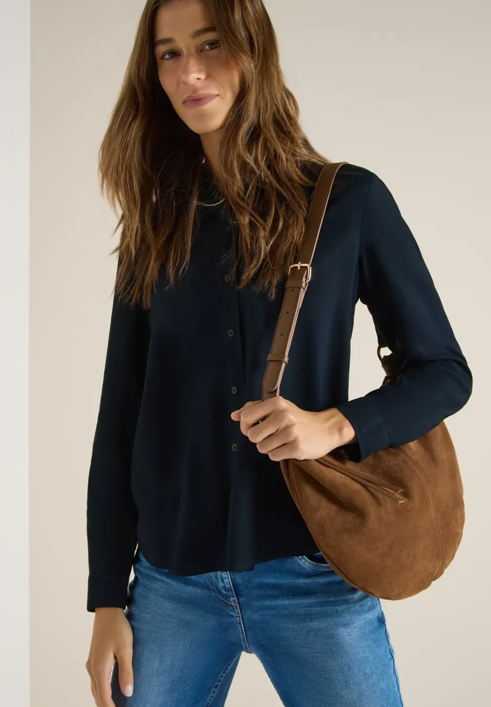 Overhemdblouse in effen kleur