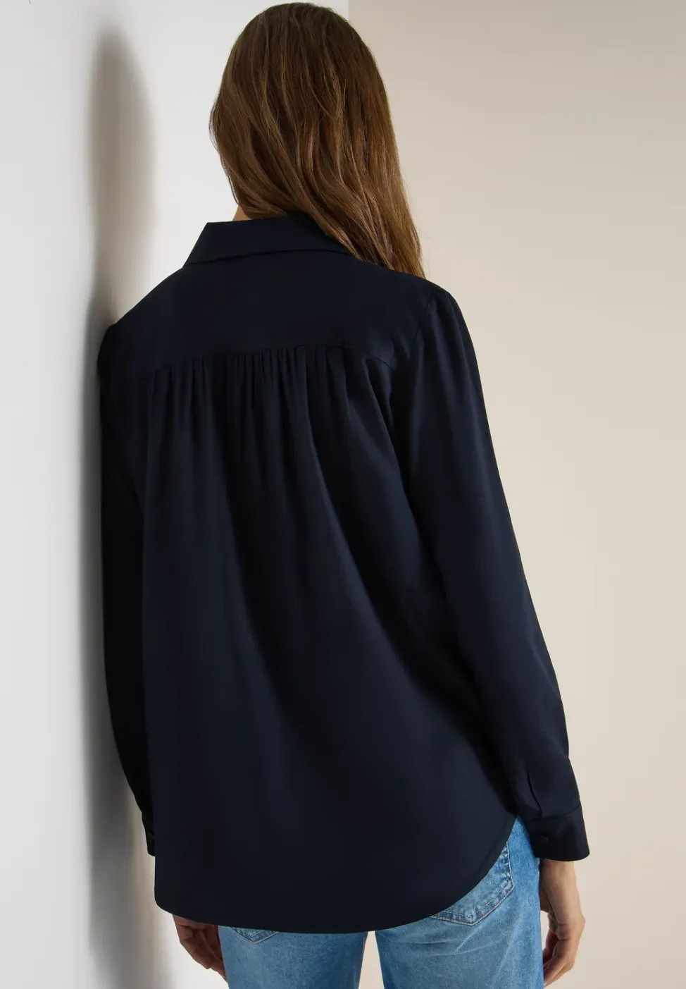 Overhemdblouse in effen kleur