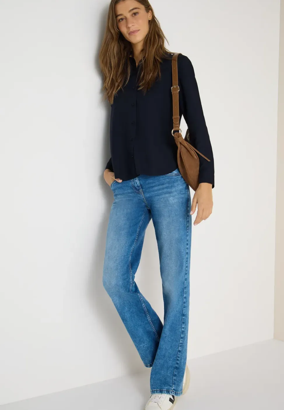 Overhemdblouse in effen kleur