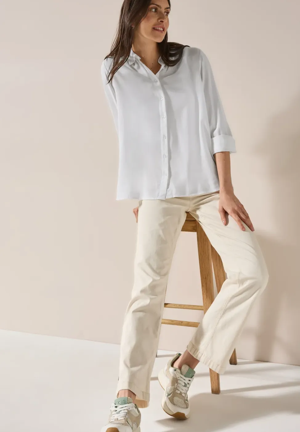 Overhemdblouse in effen kleur