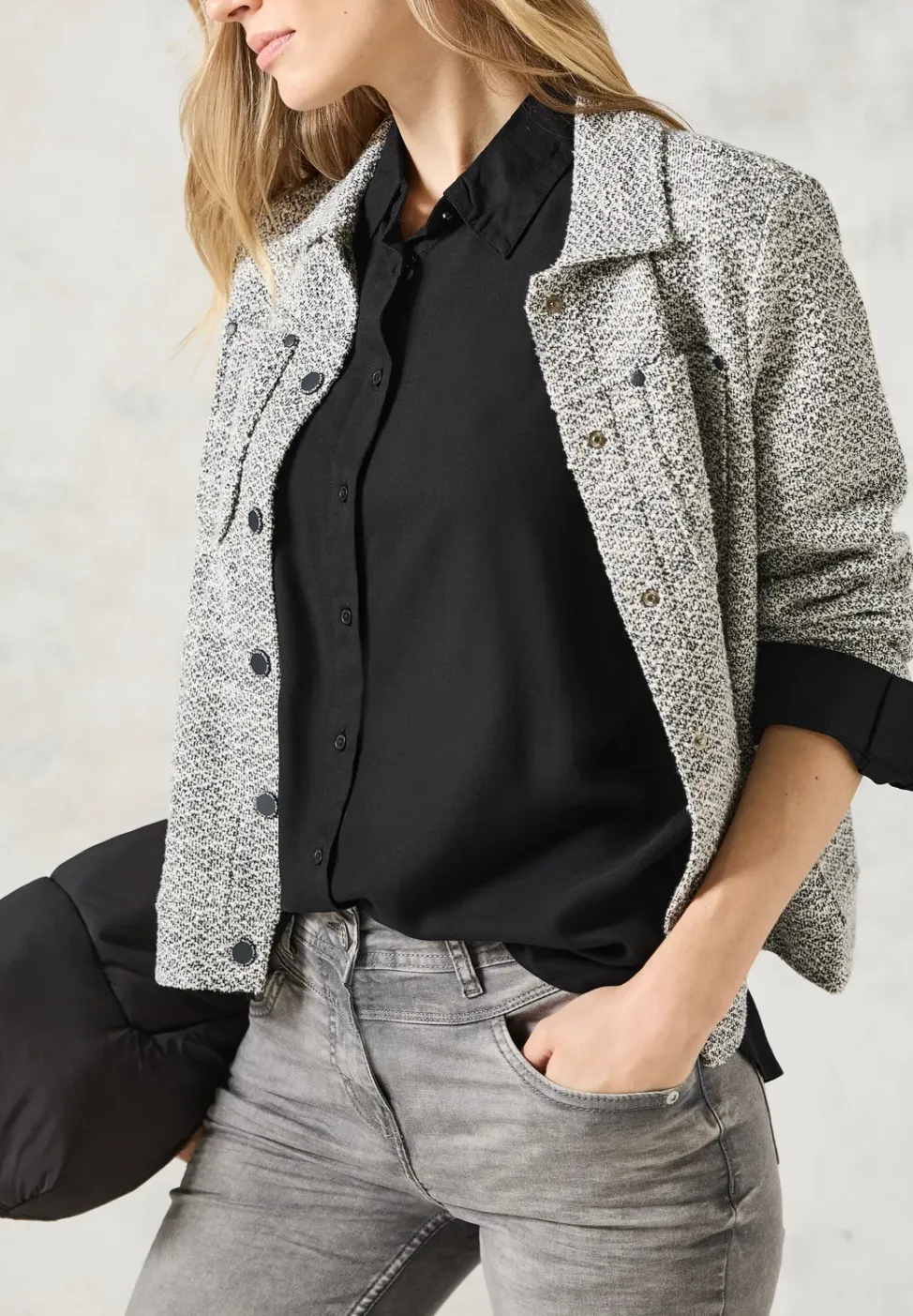 Overhemdblouse in effen kleur
