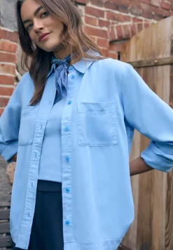 Overhemdblouse in effen kleur