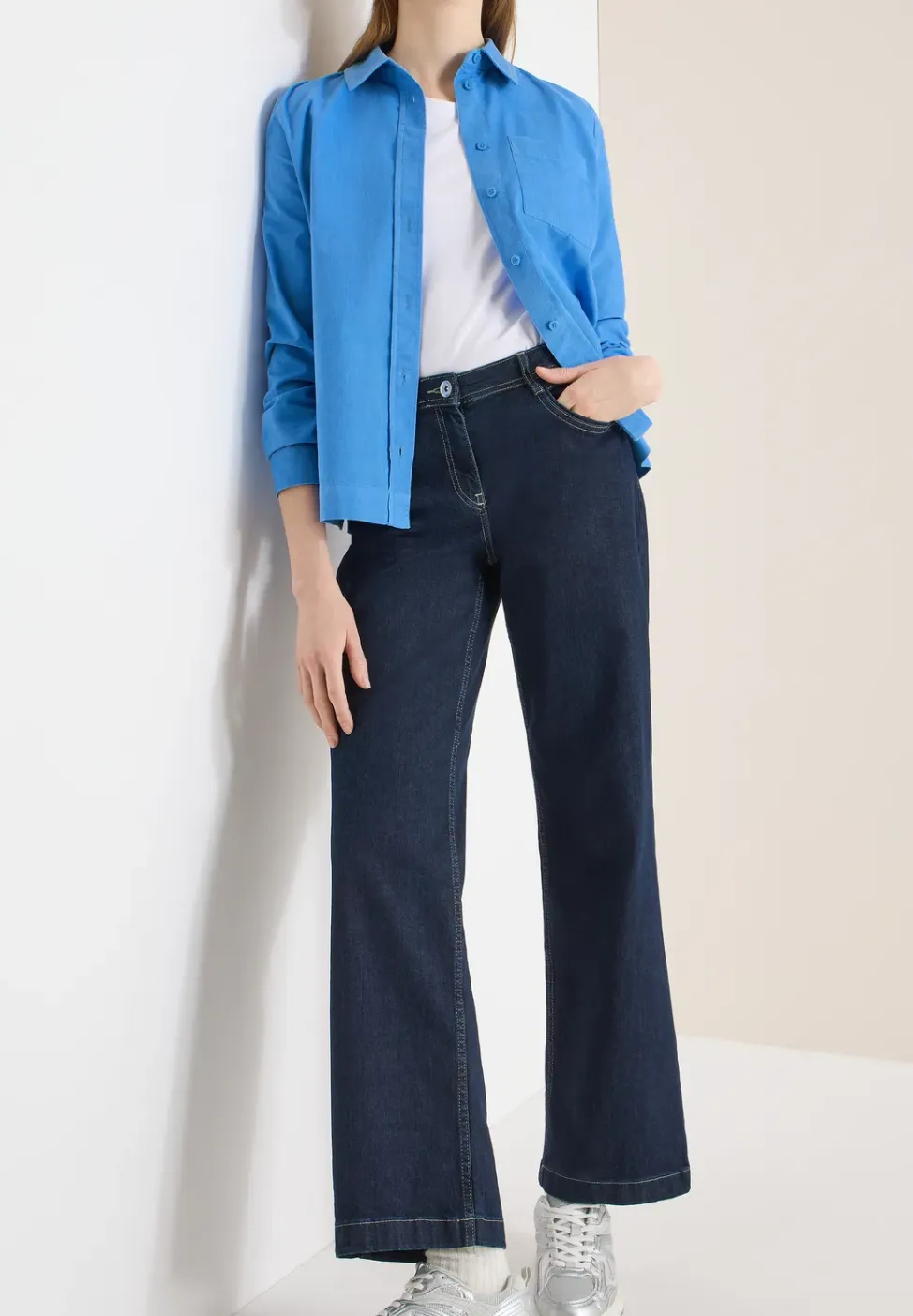 Overhemdblouse in effen kleur