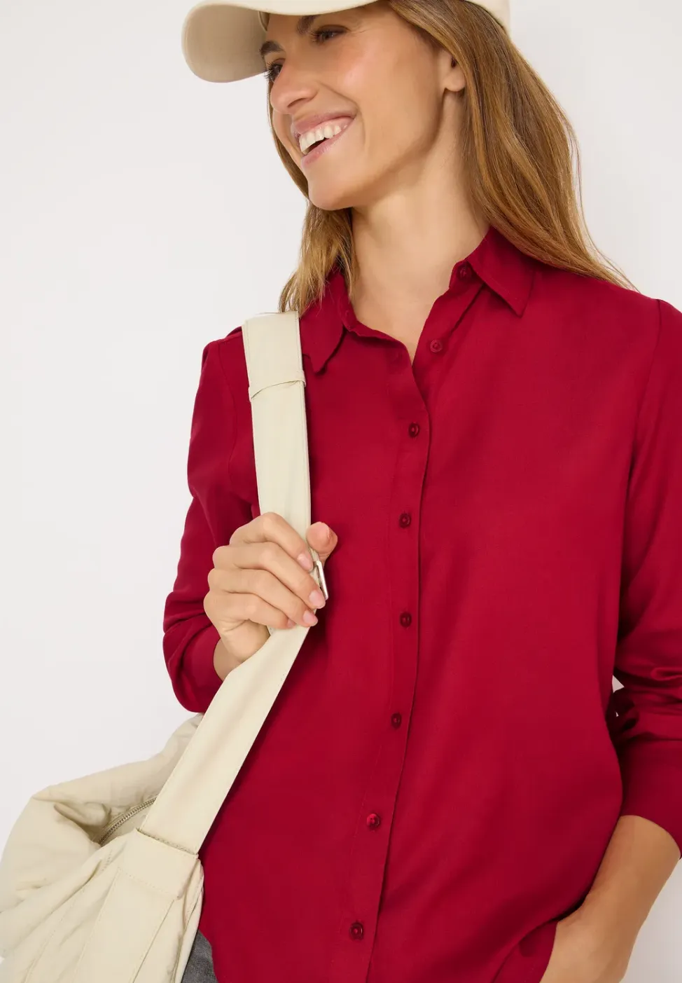 Overhemdblouse in effen kleur