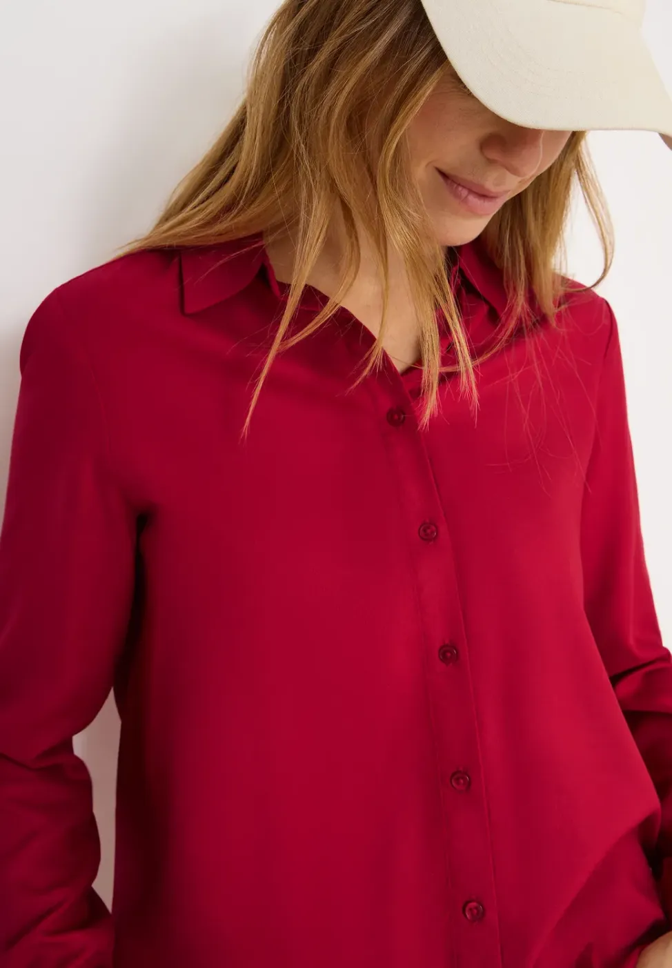 Overhemdblouse in effen kleur