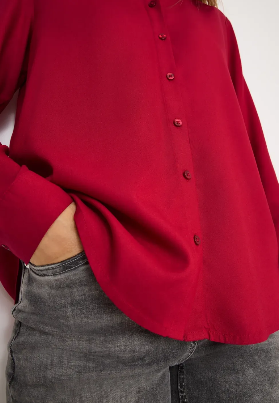 Overhemdblouse in effen kleur