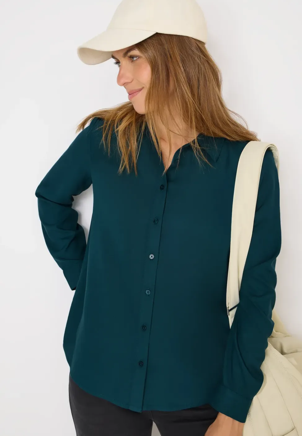 Overhemdblouse in effen kleur