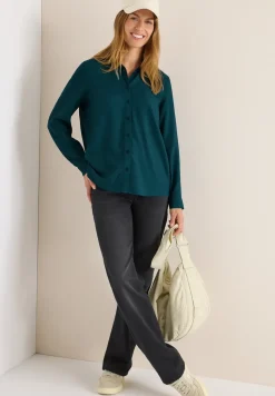 Overhemdblouse in effen kleur