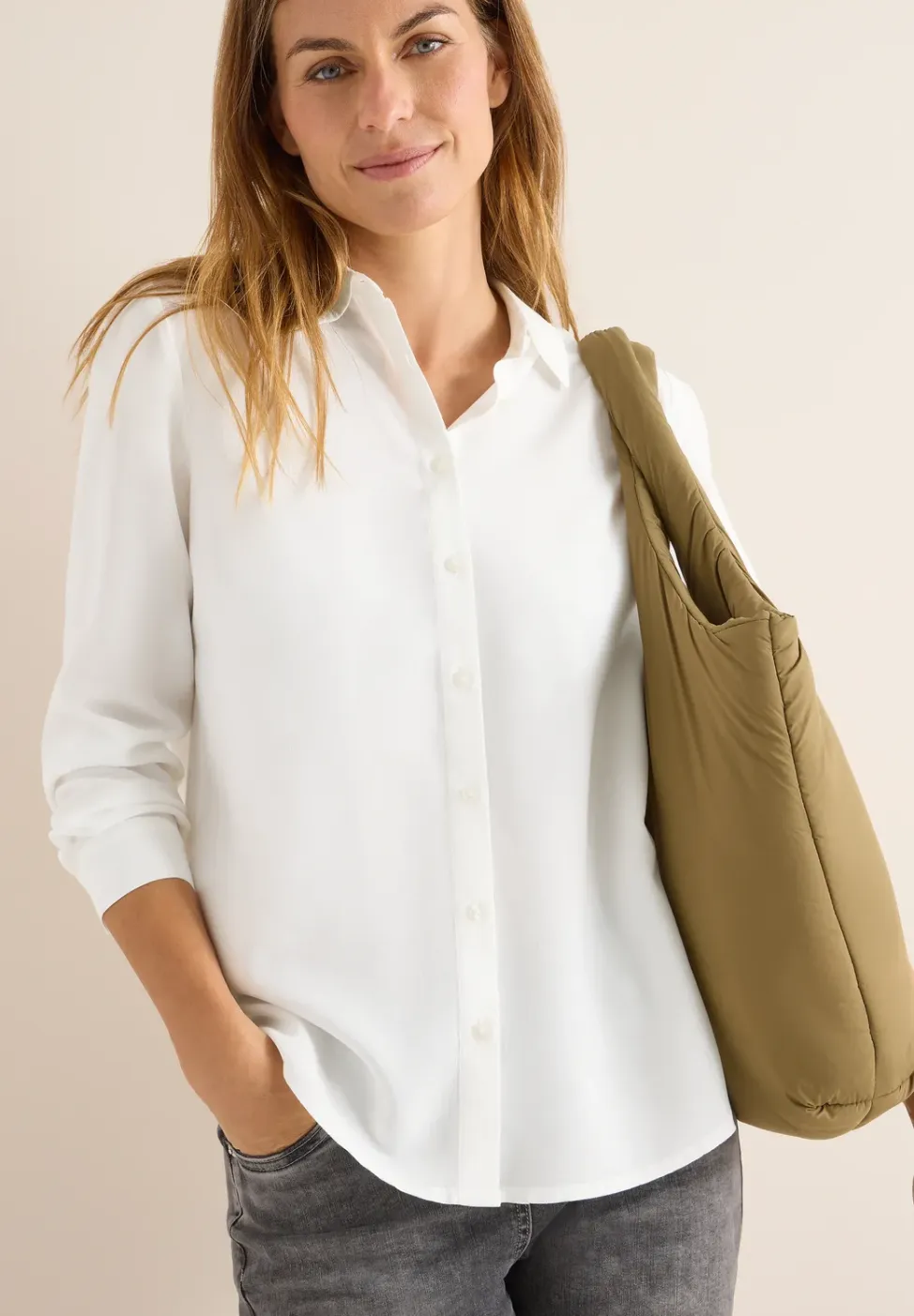 Overhemdblouse in effen kleur