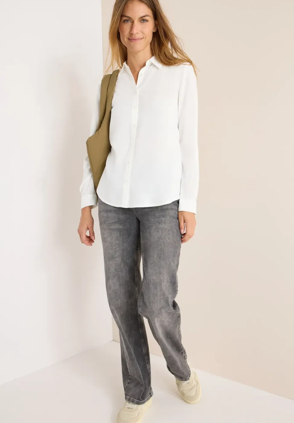 Overhemdblouse in effen kleur