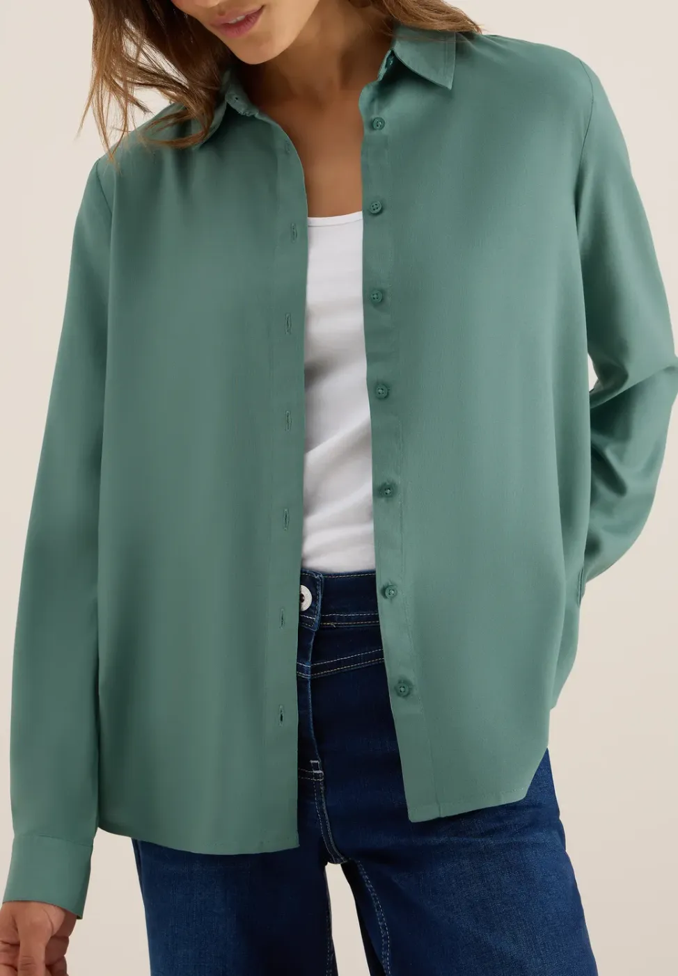 Overhemdblouse in effen kleur