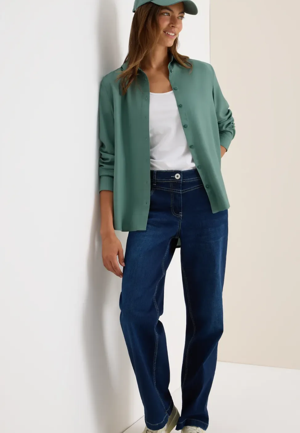 Overhemdblouse in effen kleur