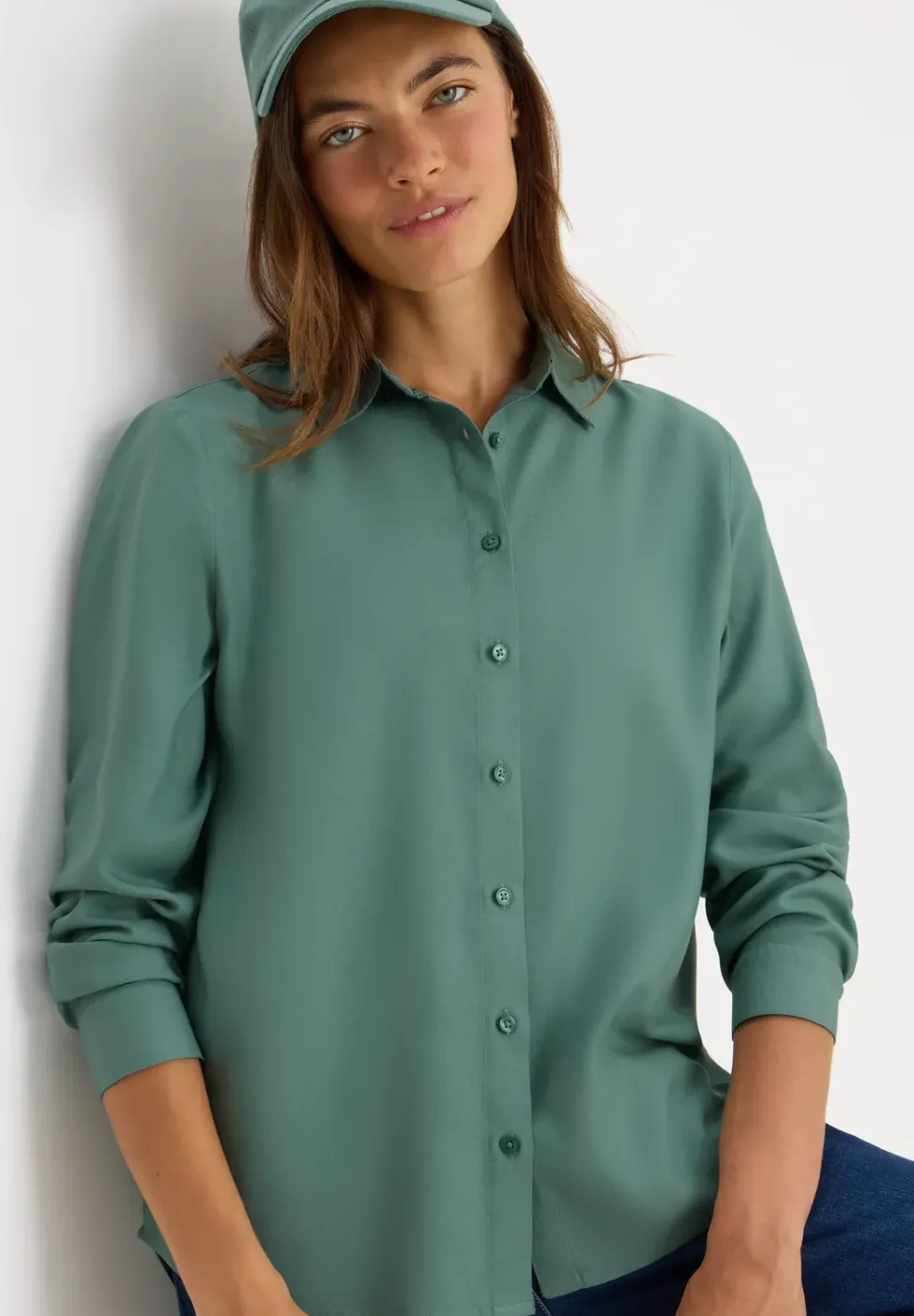 Overhemdblouse in effen kleur
