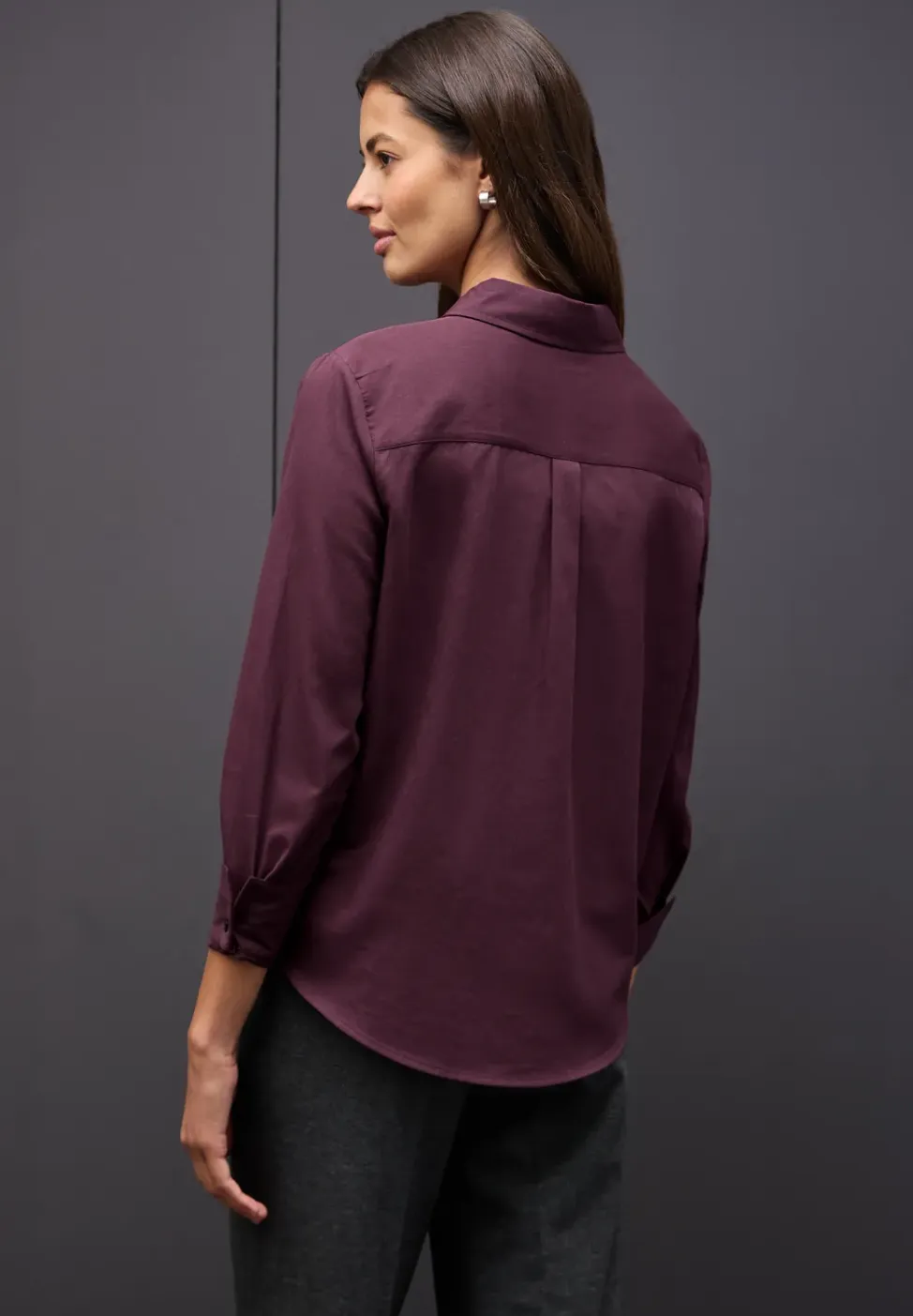 Overhemdblouse in effen kleur