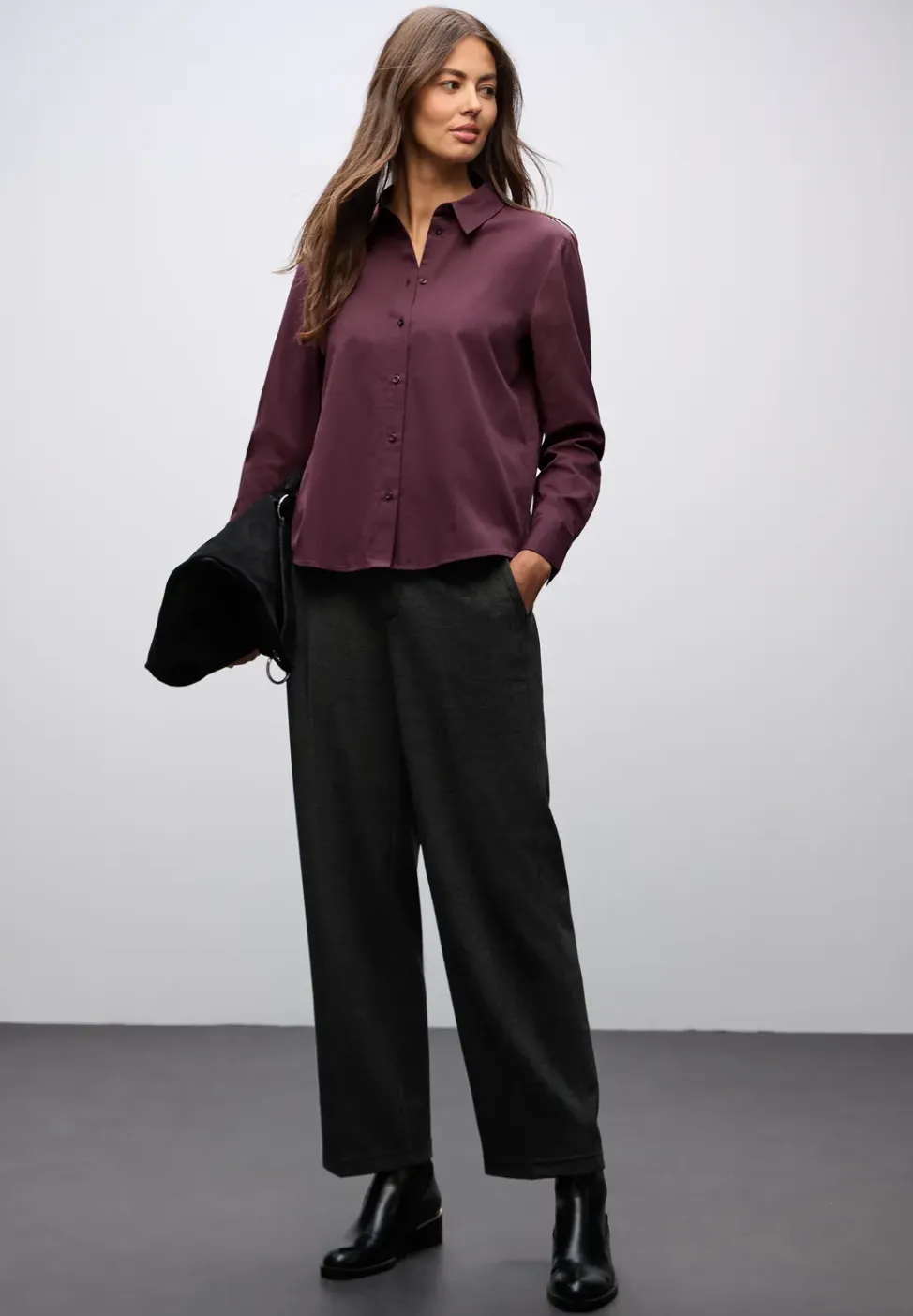 Overhemdblouse in effen kleur