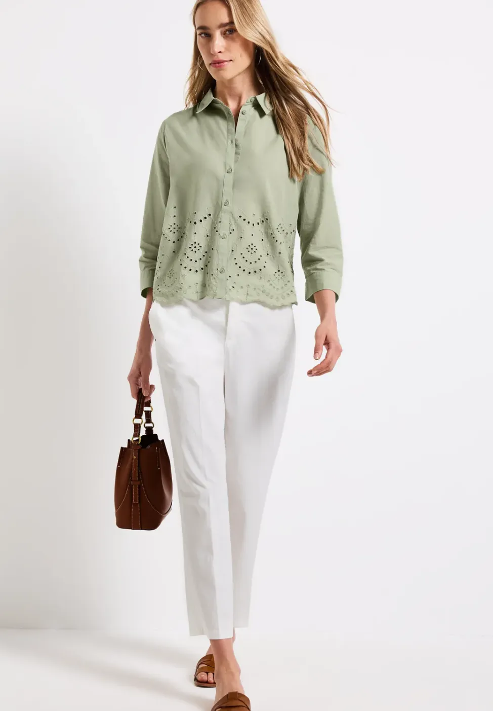 Overhemd blouse met borduursel