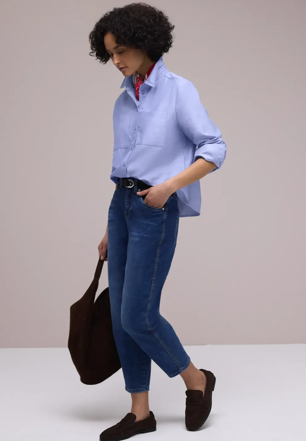 Overhemdblouse met borstzakken