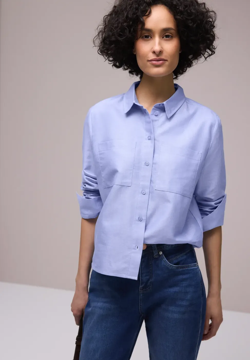Overhemdblouse met borstzakken