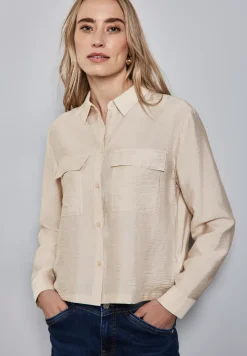 Overhemdblouse met borstzakken