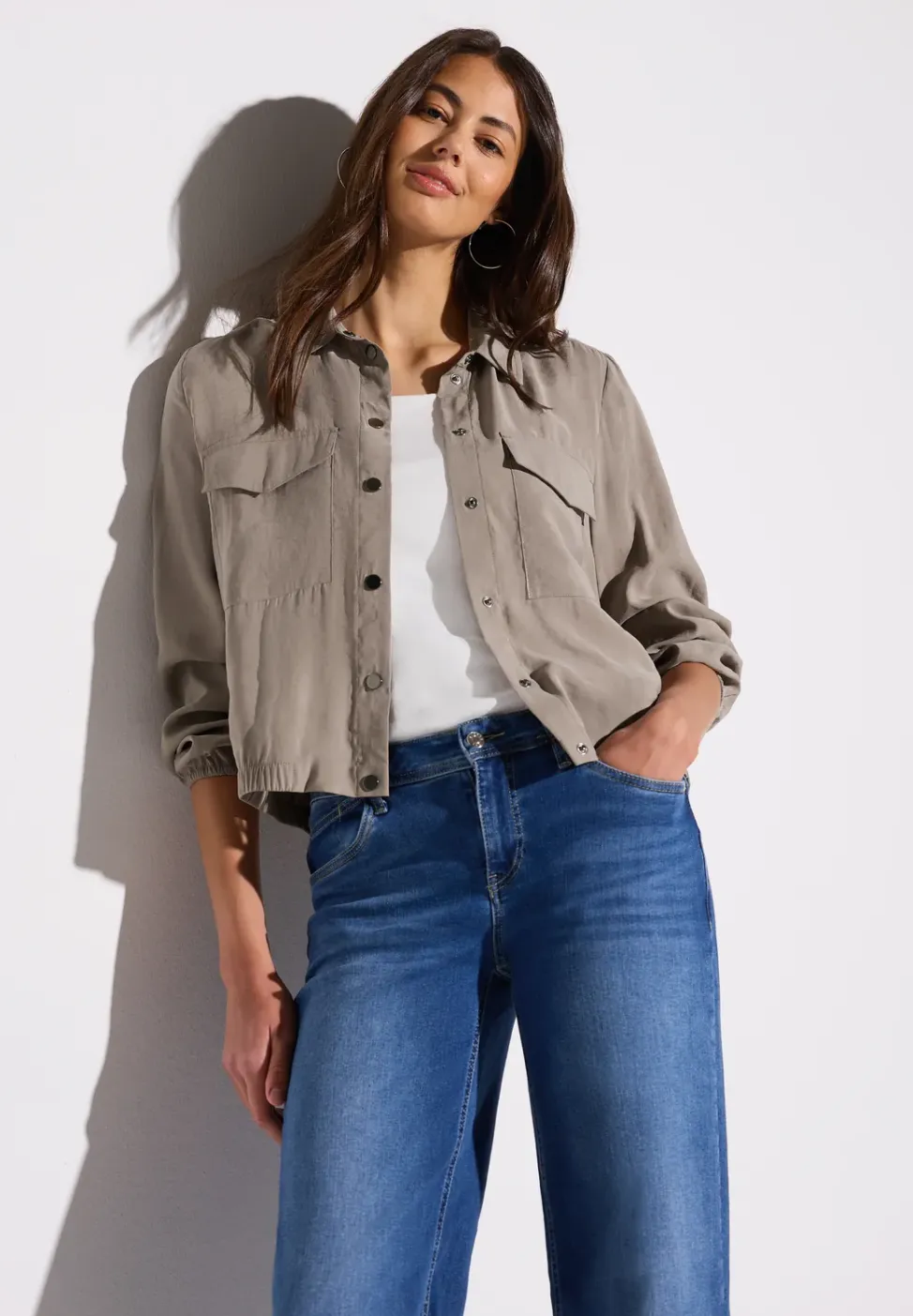 Overhemdblouse met borstzakken