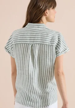 Overhemdblouse met hangende schouder in linnen