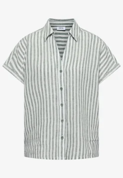 Overhemdblouse met hangende schouder in linnen