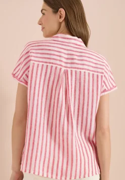 Overhemdblouse met hangende schouder in linnen
