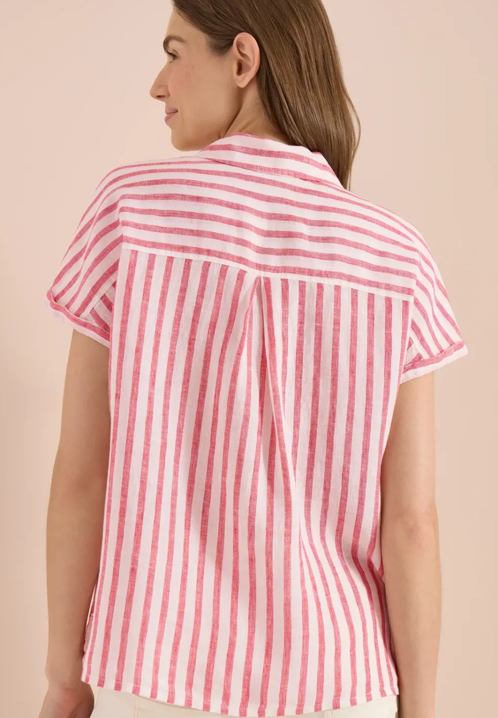 Overhemdblouse met hangende schouder in linnen