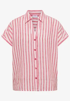 Overhemdblouse met hangende schouder in linnen