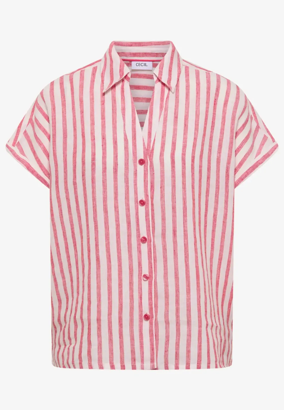 Overhemdblouse met hangende schouder in linnen