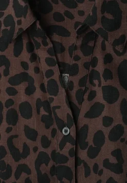 Overhemdblouse met korte mouwen en leopatroon