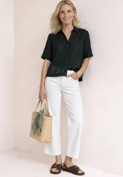 Overhemdblouse met korte mouwen in effen kleur