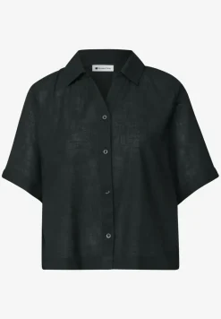 Overhemdblouse met korte mouwen in effen kleur