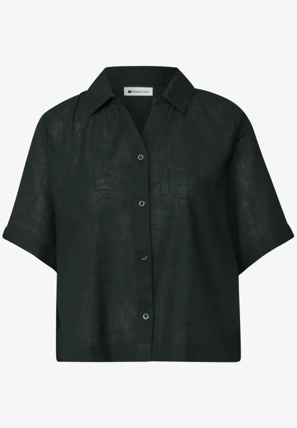Overhemdblouse met korte mouwen in effen kleur