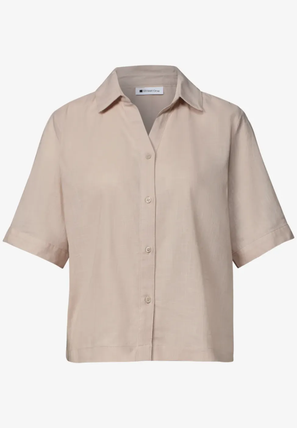 Overhemdblouse met korte mouwen in effen kleur