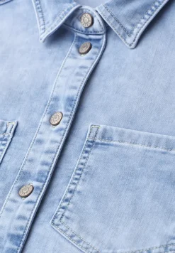 Overhemdblouse met lange mouwen in denimlook