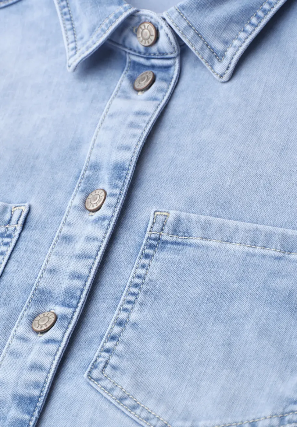 Overhemdblouse met lange mouwen in denimlook