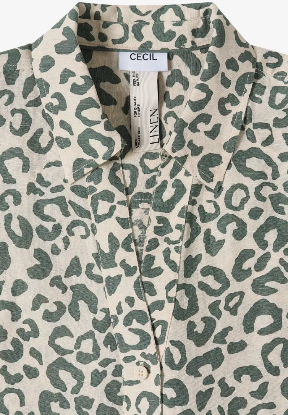 Overhemdblouse met leoprint in linnenmix