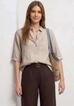 Overhemdblouse met 3/4 mouwen en borstzak