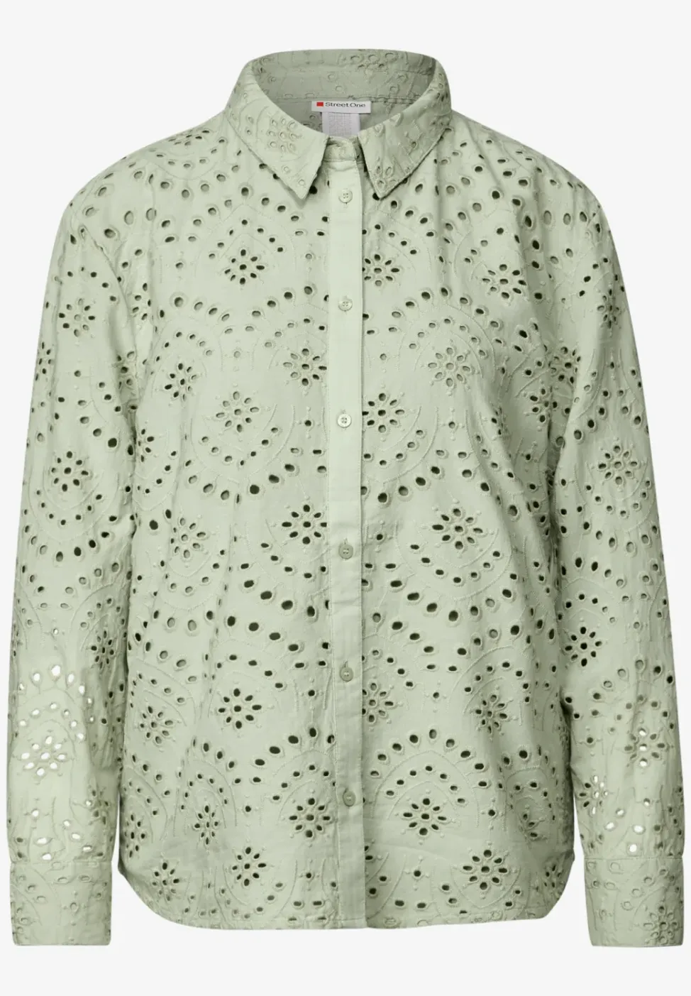 Overhemdblouse met oogjesborduursel