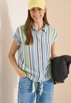 Overhemdblouse met strepen en knopen