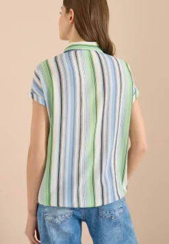 Overhemdblouse met strepen en knopen